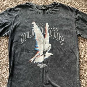 OVERSIZED WORLDWIDE ACID WASH GRAPHIC T-SHIRT